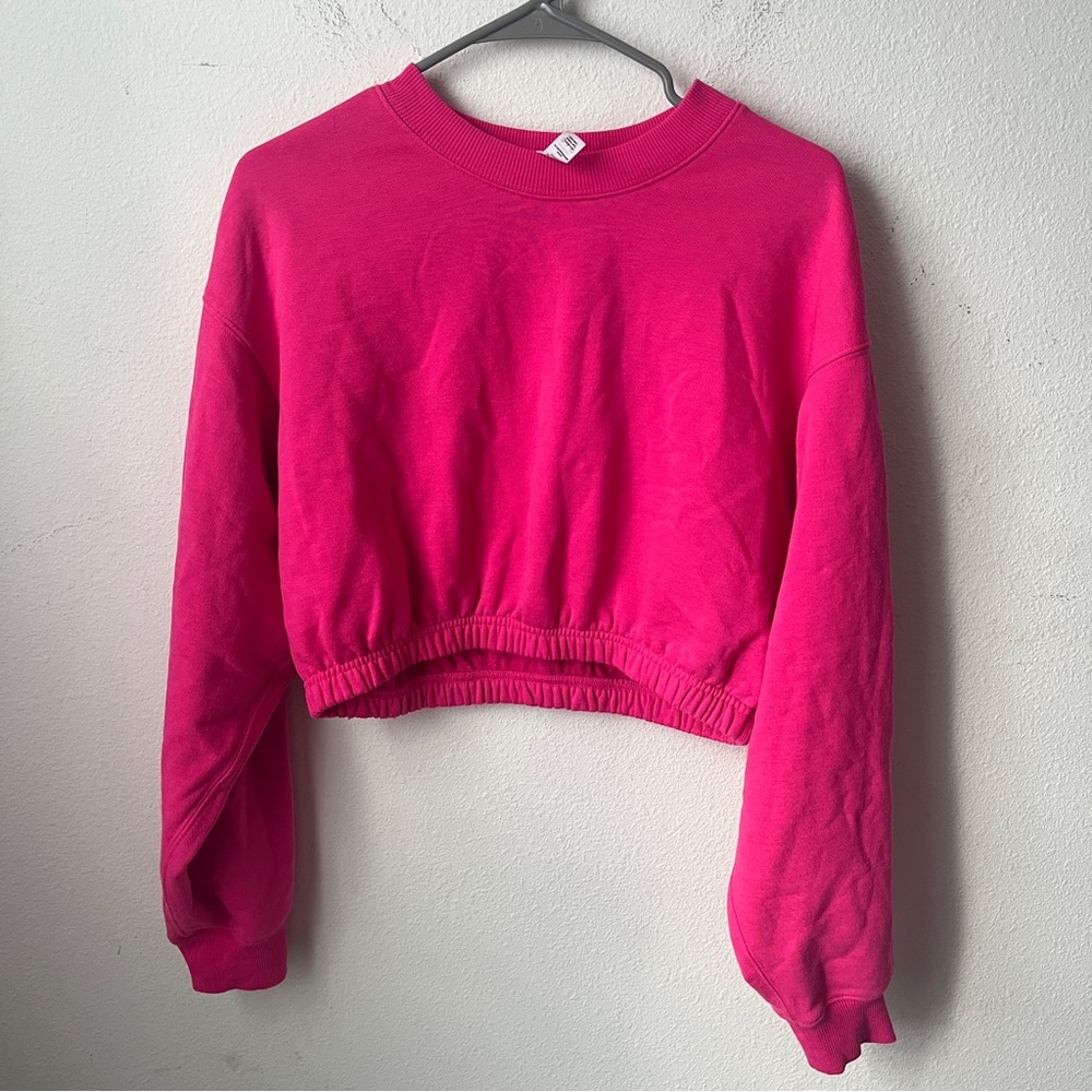 Alo Yoga Devotion Bright Pink Cropped Sweatshirt Size Medium